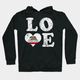 Love California Republic Flag Vintage Distressed Hoodie